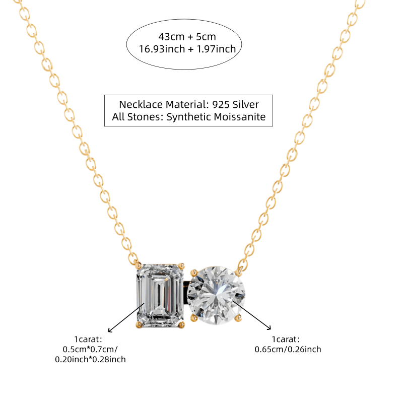 925 Silver 2Ct Sparkly Square Cut Moissanite Necklace